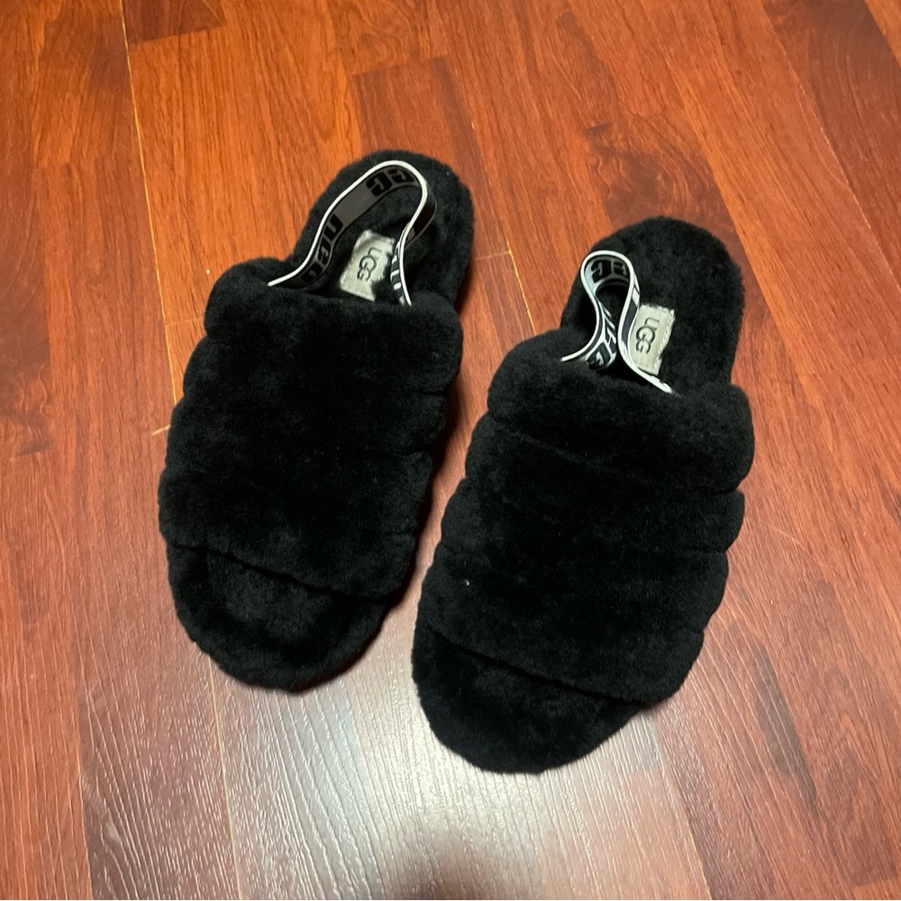 UGG Women's Plush Black Slippers